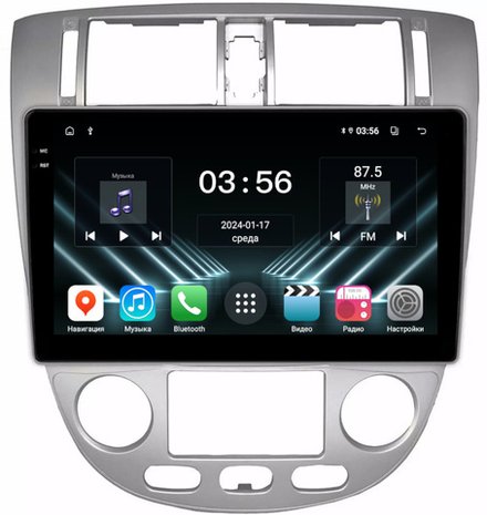 Магнитола для Chevrolet Lacetti седан/универсал, Daewoo Gentra (климат, рамка серебро) - FarCar DX3014M монитор 10.36" IPS на Android 13, 4+64Гб, CarPlay