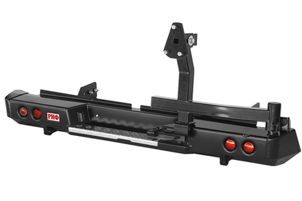 Бампер силовой задний Mitsubishi L200 2015-2019 с фонарями, калиткой, подсветкой номера, без фаркопа РИФ