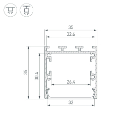 Профиль LINE-M-3535-3000 BLACK (Arlight, Алюминий) 053402