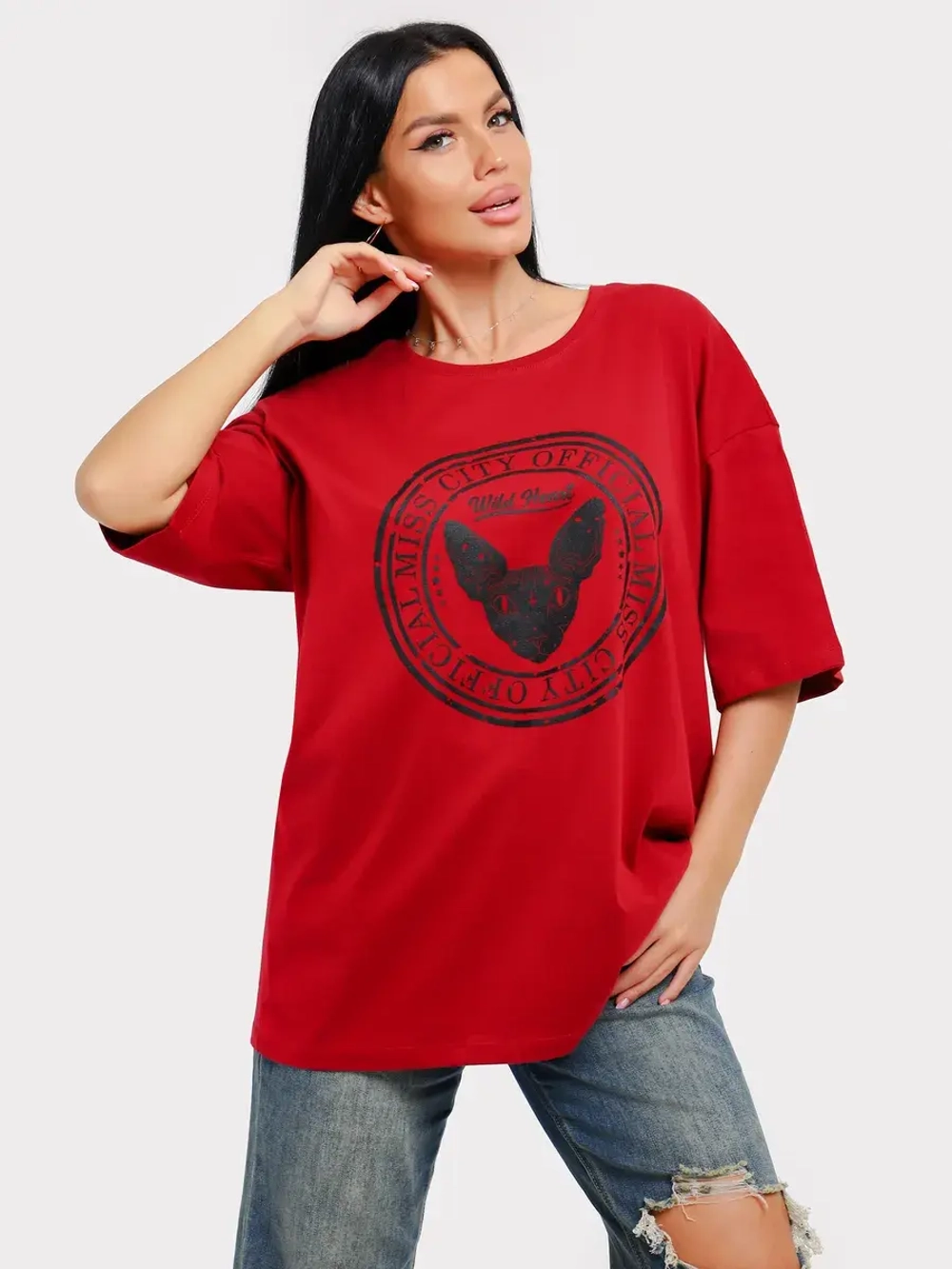 Футболка оверсайз больших размеров принт