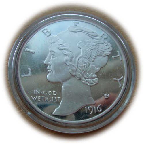 США раунд жетон 10 центов дайм 1916 Mercury Dime Монеты США Серебро 62,2 гр