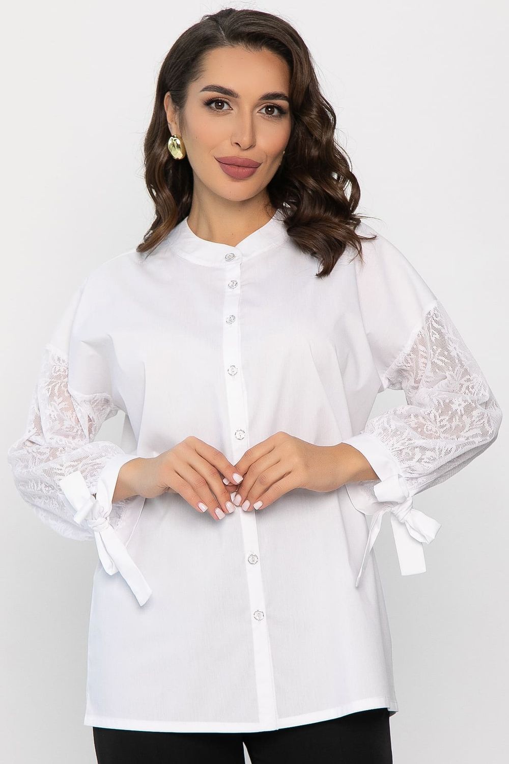 Блуза с завязками Ажур (белая) Б14386-10М LT Collection