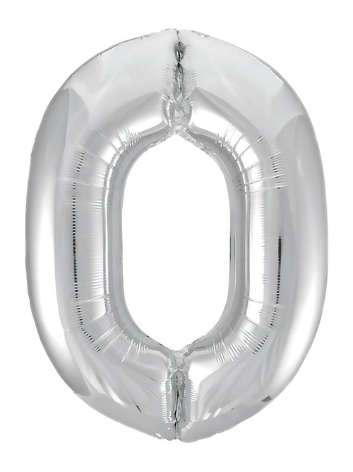 Фольгированный шар Цифра 0 Slim серебро 102 см