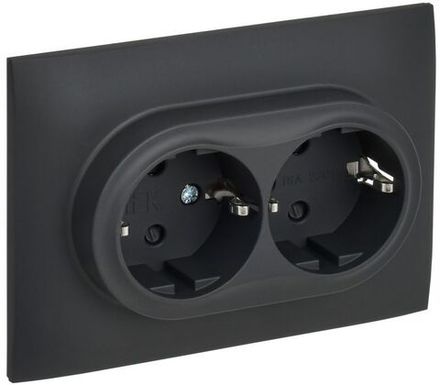 Розетка 2-м SKANDY 16А с заземл. защ. шторки в сборе SK-R07G графит IEK SK-R24-16-K53-F