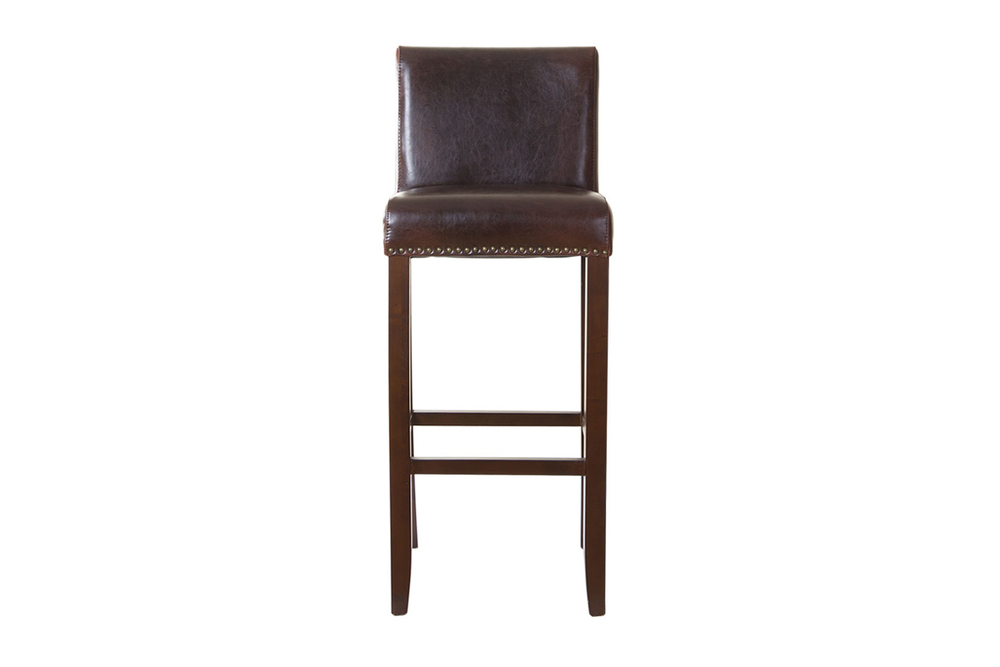 PJH045-PJ530 Стул барный кожа коричнев. 43*40*107см ножки береза