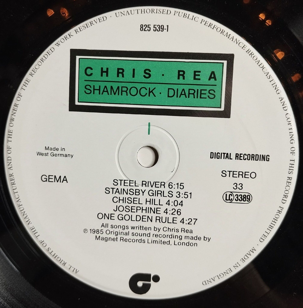 Винтажная виниловая пластинка LP Chris Rea Shamrock Diaries (Germany 1985)