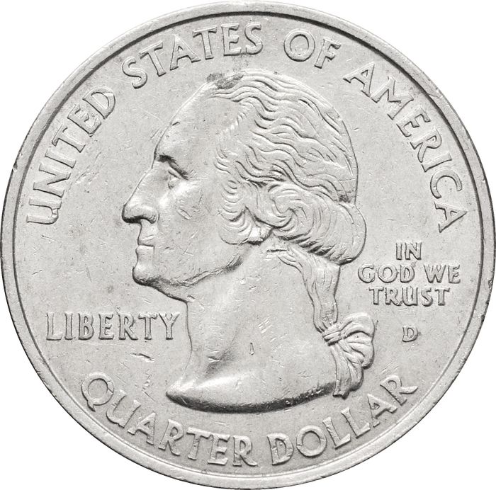 25 центов (1/4 доллара, квотер) 2001 США «Штат Род-Айленд» (D) VF-XF