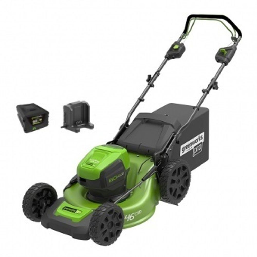 Аккумуляторная газонокосилка Greenworks GD60LM46SPК5, 60v, 46 см, АКБ 5 А·ч и ЗУ
