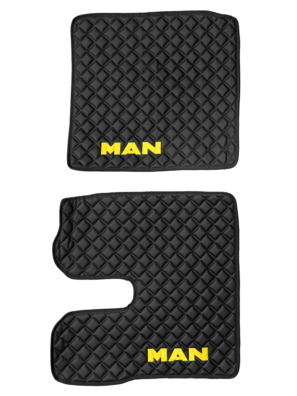 Ковры MAN TGX (автомат, механика) (экокожа, черный, черный кант, желтая вышивка)