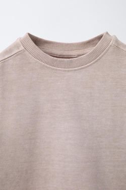 ZARA ФУТБОЛКА GARMENT DYE, СВЕТЛО-БЕЖЕВЫЙ