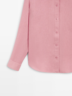 Massimo Dutti Свободная рубашка из 100% льна, цвет глины