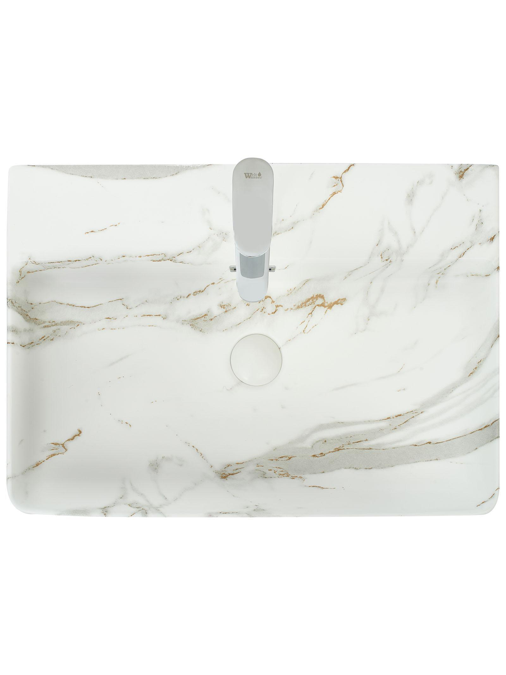 Раковина накладная (мрамор белая с серым) WeltWasser WW  ELBACH 2173 M845 600х420х120