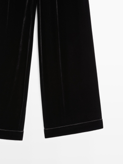 Massimo Dutti Широкие бархатные брюки, черный