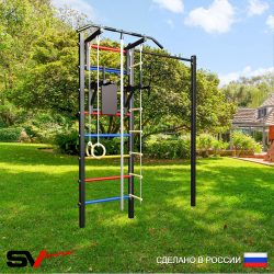 Уличная шведская стенка Sv Sport с комплектом турник прямой У418 (Турник/Брусья/Канат/кольца/лестница)