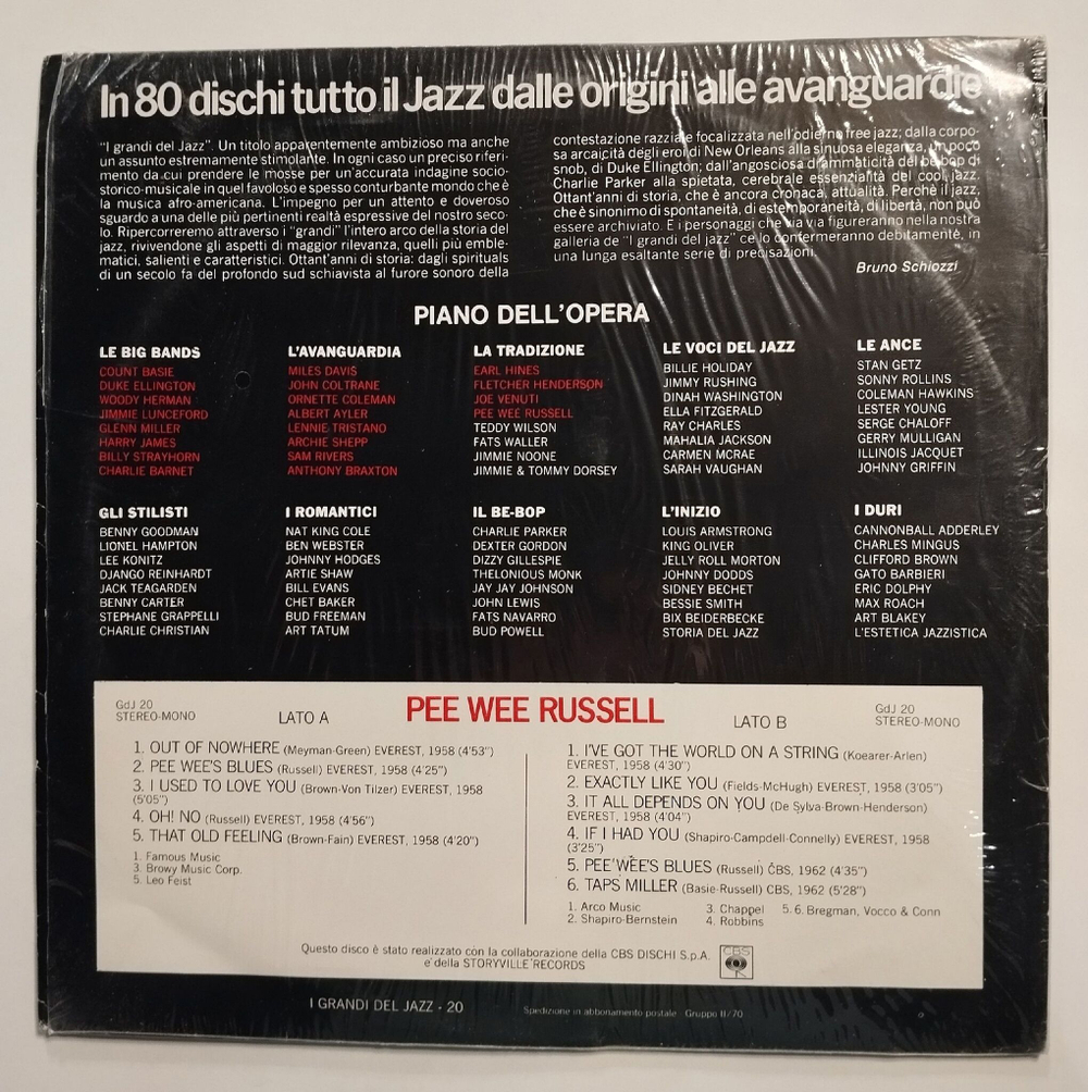 Винтажная виниловая пластинка LP Pee Wee Russell (Italy 1979)