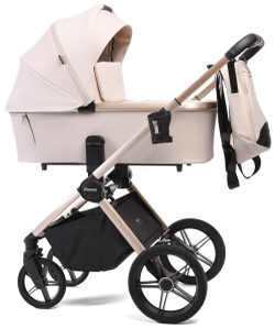 Детская коляска Peppy Monaco 2 в 1 Beige (бежевый), рама беж, шлифованный алюминий