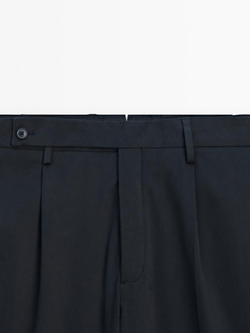 Massimo Dutti Костюмные брюки из смесового хлопка, темно-синий