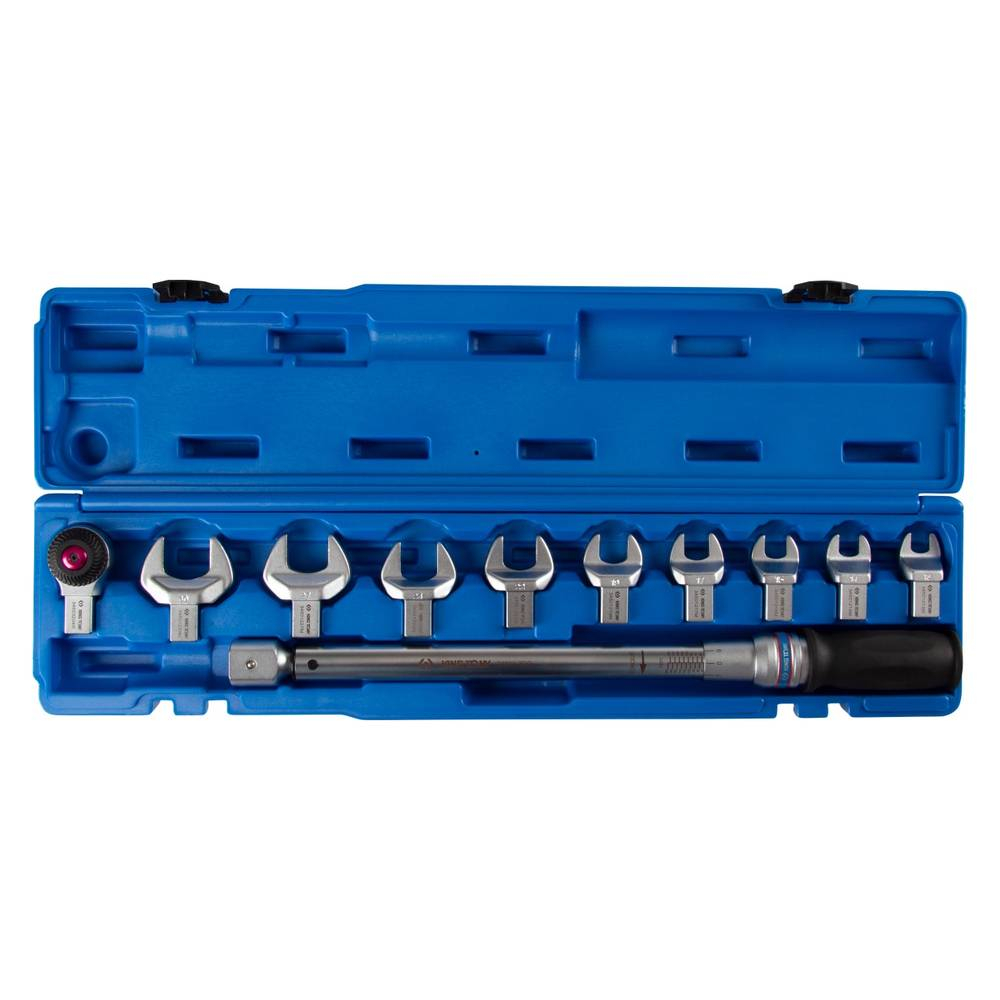 Ключ динамометрический KINGTONY 1/2" с набором рожковых насадок 13-30 мм 40-200 Нм кейс