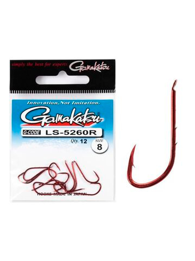 Крючки Gamakatsu LS-5260R NEW LABEL HOOKS RED размер 08 (упк.12шт.)