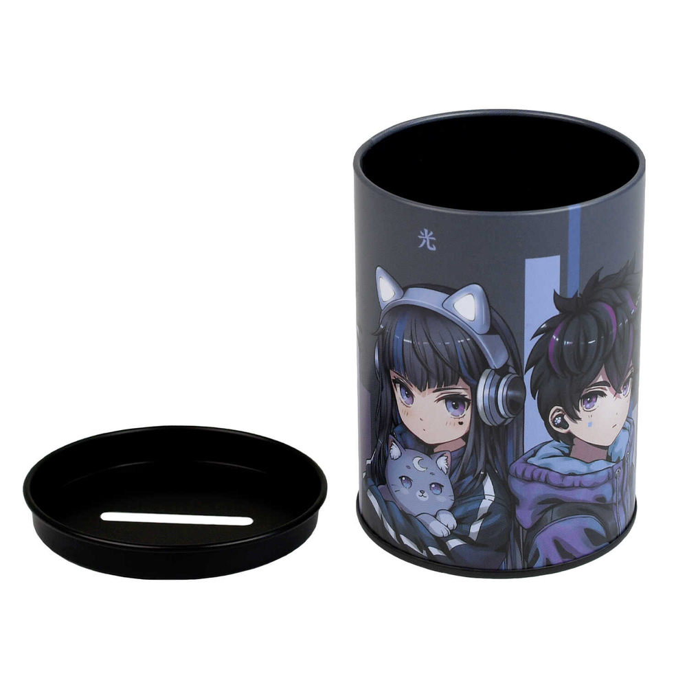 Копилка-подставка для канцелярских принадлежностей Коллекция "КИБЕР АНИМЕ, серый, 1отделение