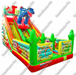 Детский надувной батут-горка "Зов динозавра", 10*5*7 м