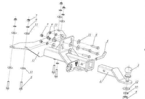 Фаркоп Бизон на УАЗ Патриот FA 0855-E (с 2015 г.в.) (паспорт и сертификат в комплекте)(без электрики)