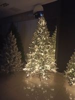 Заснеженная ель с гирляндой «Россо» теплый свет (Литая+пвх) 240 см / 2,4 м