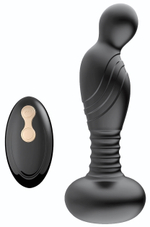 Черный массажер простаты с вибрацей и возвратно-поступательными движениями (Цвет: черный)
