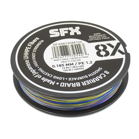 Леска плетеная SFX 8X разноцветная 150 м 0.185 мм 13 кг PE 1.2