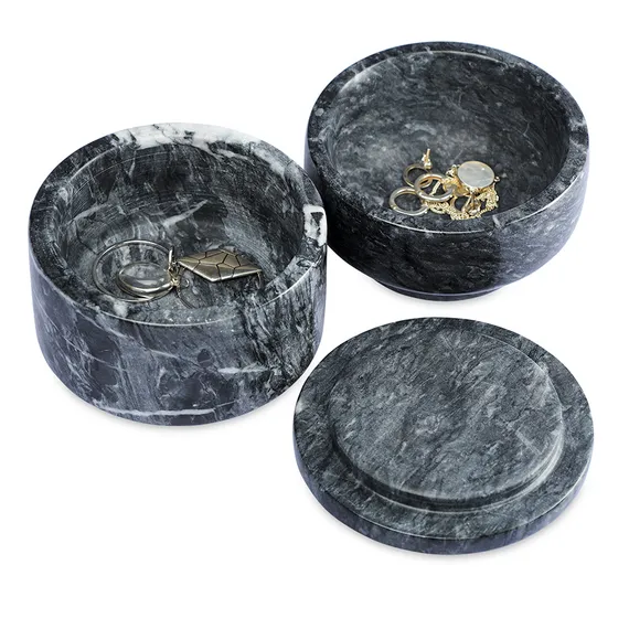 Шкатулка для украшений Marm, D10,5х11,8 см, черный мрамор