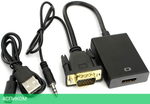 Адаптер Cablexpert A-VGA-HDMI-01 HDMI/VGA/3.5 мм jack (+ USB для питания)