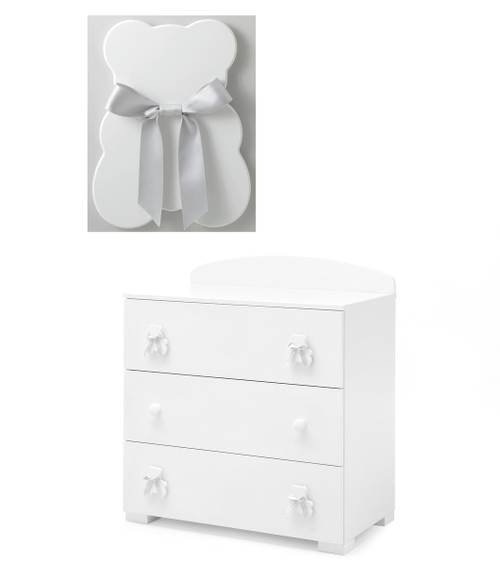 Тумба Erbesi Bubu 3 ящика белый с серой лентой