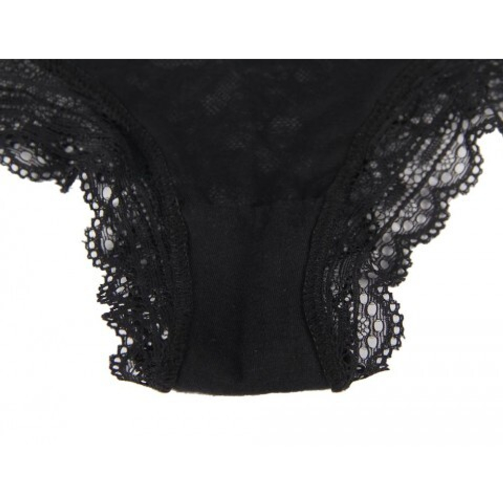 Трусики бразилиана Floral Lace, черные, M-L