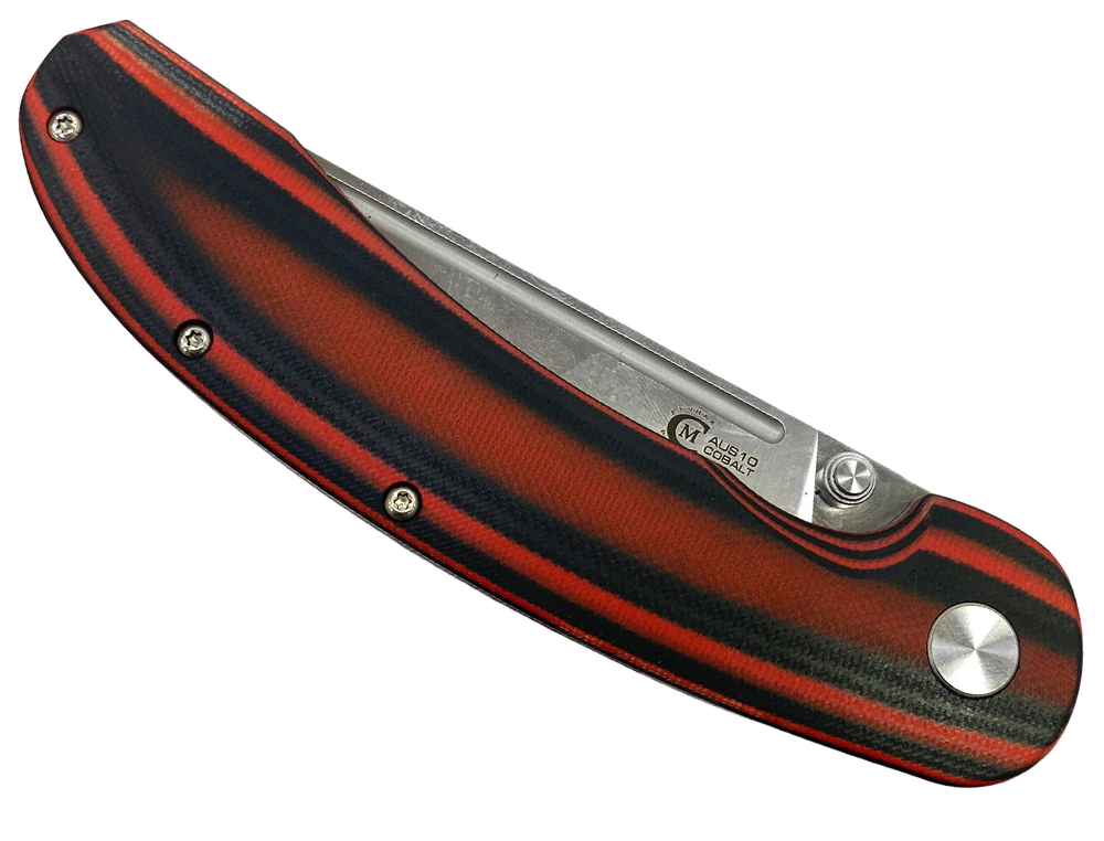 Нож складной Кузница Семина "Тунгус", сталь AUS10, рукоять G10 черно-красная