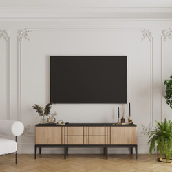 Комод Иконс (беленый дуб/черный), 192,7x62,8x45 см