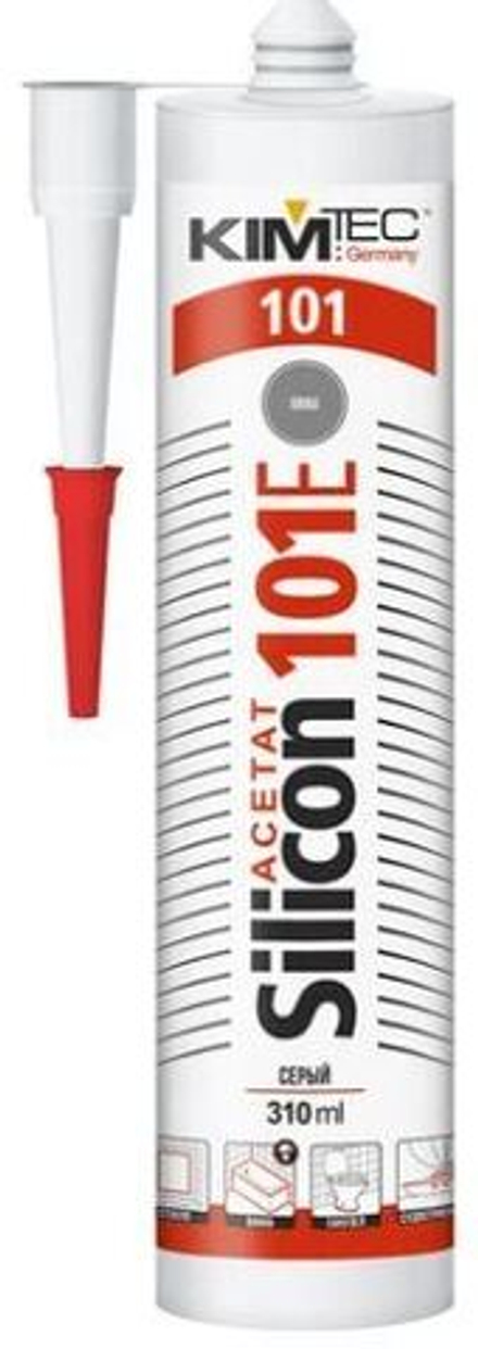 Герметик силиконовый универсальный "101E KIM TEK" серый, (310мл/6шт)