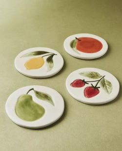 ZARA HOME КЕРАМИЧЕСКАЯ ПОДСТАВКА (НАБОР ИЗ 4 ШТ.), ЖЕЛТЫЙ