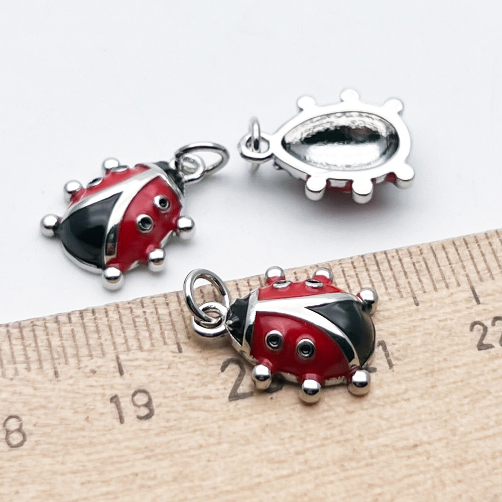 Подвеска Божья коровка, цвет серебро, размер 15*12 мм, цена за 1 шт