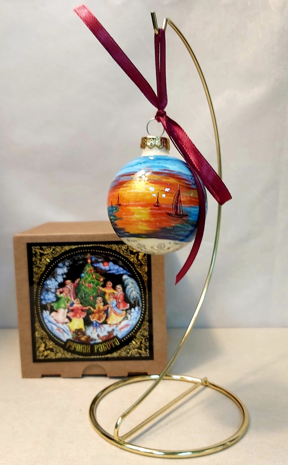 Шар новогодний с ручной росписью  Палех "Морской"