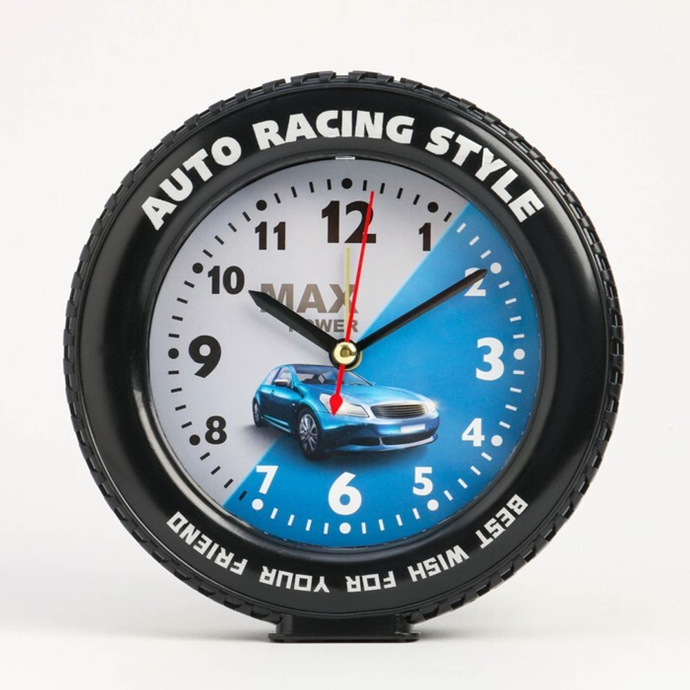Будильник детский Гонки, дискретный ход 14*14*4см