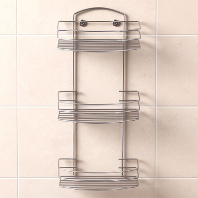 Полка прямоугольная 3-х ярусная с радиусом 25,5*14*56,5см хром, ППР-3