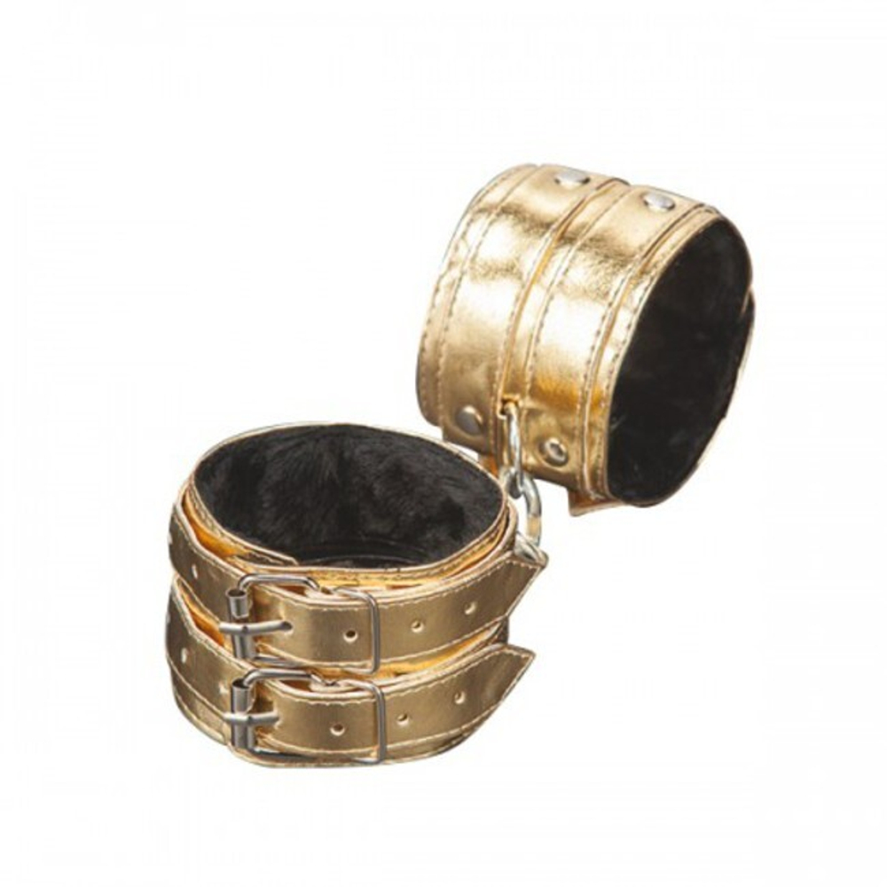 Золотые наручники из искусственной кожи (золотой) (Цвет: золотой)