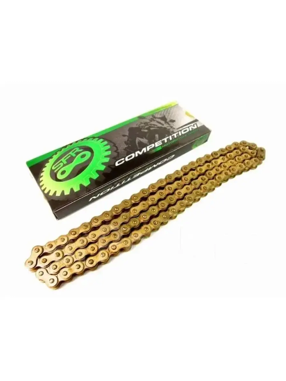 Цепь привода 428H 108L (усиленная) золотая питбайк
