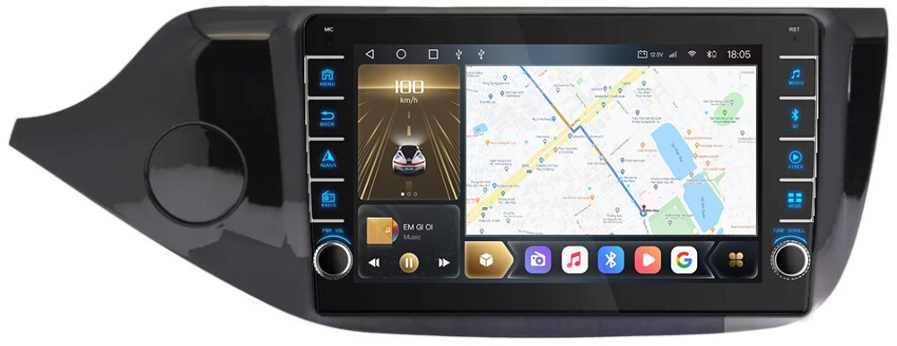 Магнитола для KIA Ceed 2 (JD) 2012-2018 (рамка глянцевая) - Carmedia EW-1781 (кнопки и крутилки), Android 12, TS10,  CarPlay, 4G SIM-слот