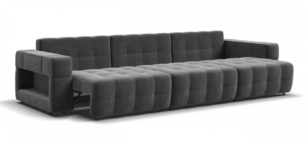 Диван BOSS.XO MAX велюр Monolit серый / WOOD Rock