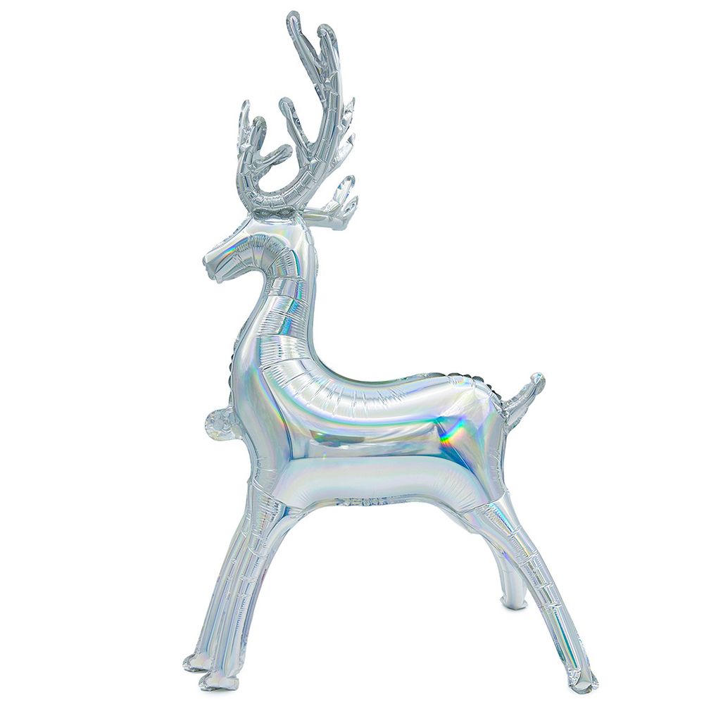 Шар 3D (35&#39;&#39;/89 см) Фигура, Олень, Серебро, Голография, 1 шт. в уп.