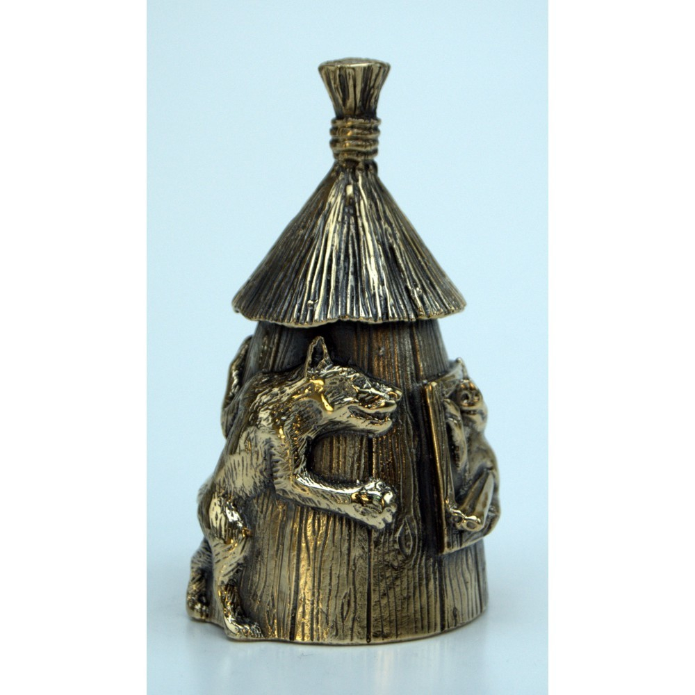 Колокольчик "Три поросенка" из латуни