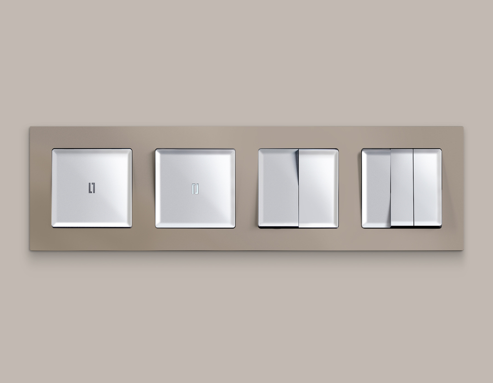 MA403050 Комплект механизма 2-кл выключателя с самовозвратом ALFA Серебро глянец QUANT (AP4030, VM129)