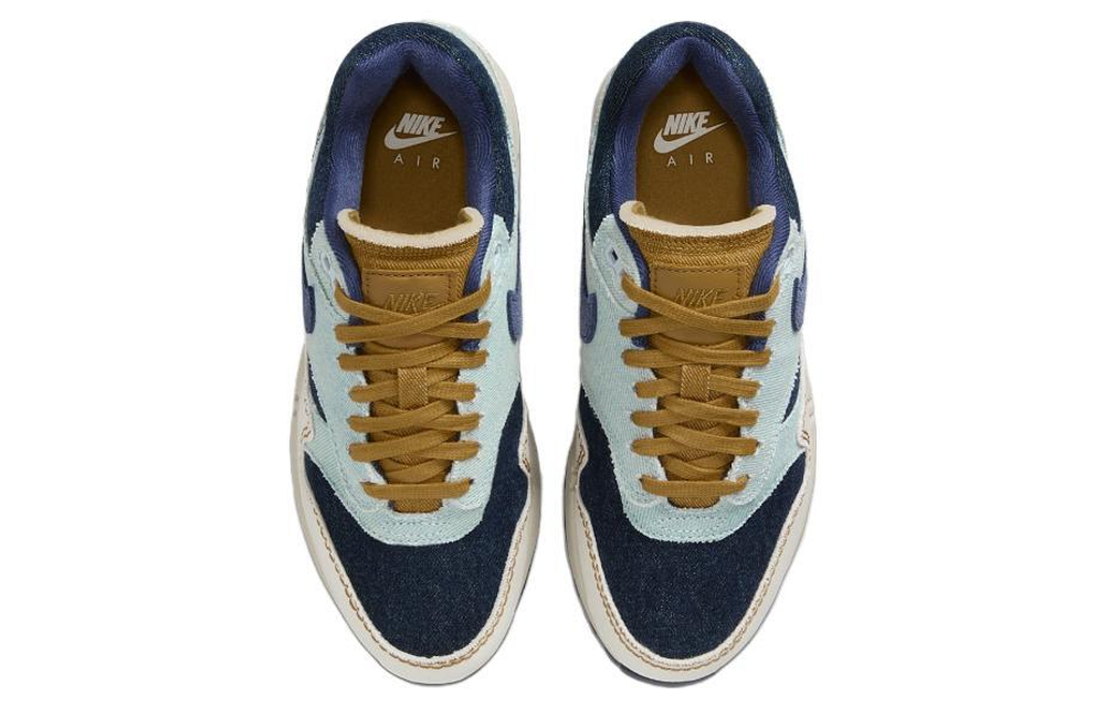 Nike Air Max 1'87 comfortable and versatile shock absorption, non-slip and wear-resistant low-cut life casual shoes women's blue brown