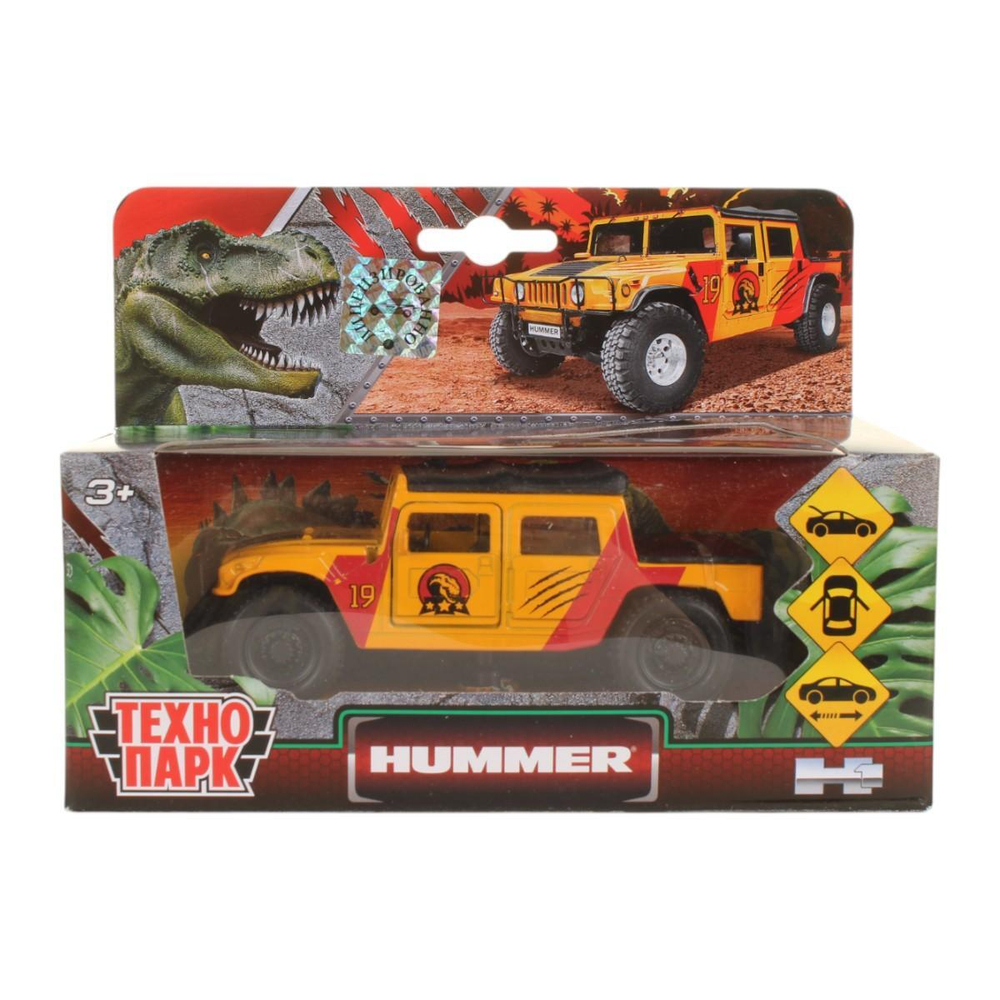 Модель ин. мет. "Hummer Пикап" 12см, двери, окрас динозавр, коробка SB-18-09-H1-DINO(WB) (Технопарк)